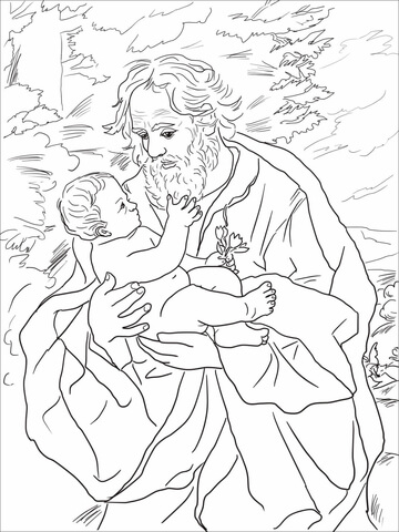 Saint Joseph With The Infant Jesus Coloring Page